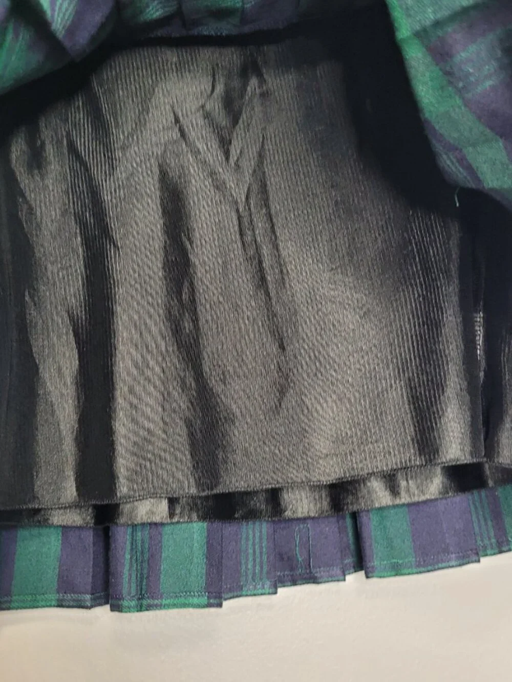Urban Coco navy green plaid pleated mini preppy school girl pull on skirt